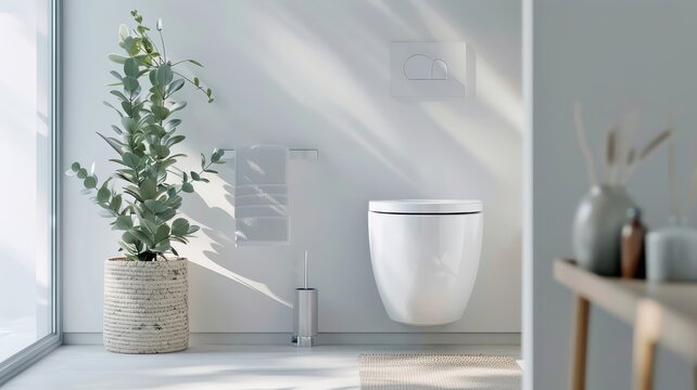 A sophisticated gray toilet with a rimless design and a hidden cistern.
