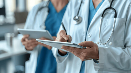 Digital Health Collaboration: Doctor and Nurse Consulting on Tablet