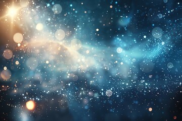 Fototapeta premium A background of stars and galaxies with lens flare, blue tones, space, and blurred