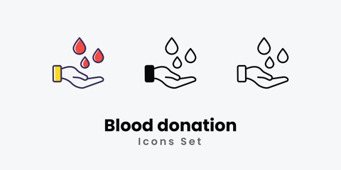 Blood donation Icons thin line and glyph vector icon stock illustration