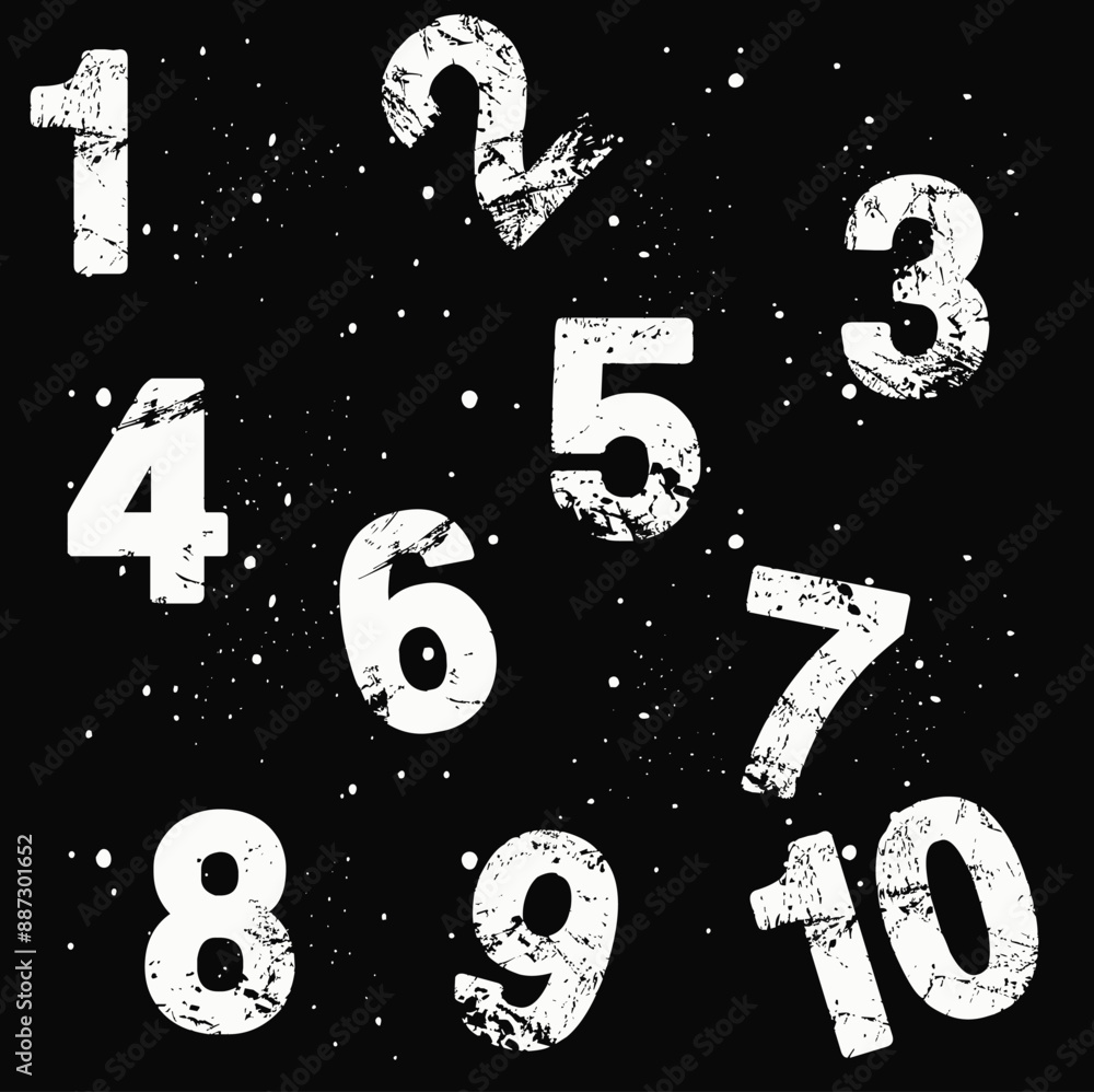 Poster hand written calligraphy alphabet black ink brush lettering, numbers and punctuation marks, grunge f