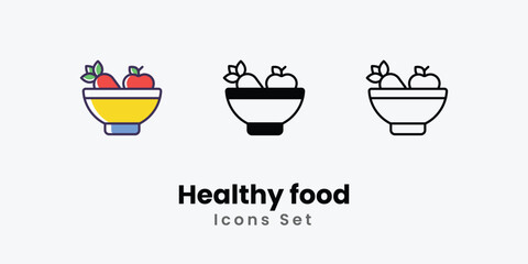 Healthy food Icons thin line and glyph vector icon stock illustration