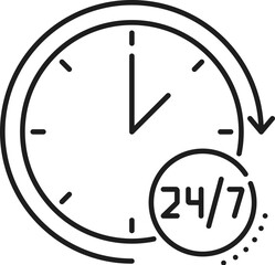 Support line icon for logistics client service and assistance in delivery shipping, vector pictogram. Logistics company 24 for 7 service icon for parcels shipment and freight or cargo supply chain