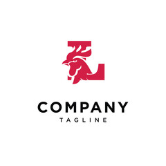 Letter L Rooster Head Logo icon vector