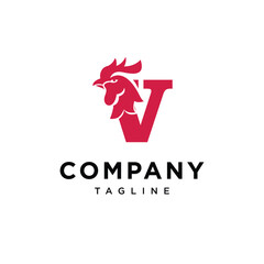 Letter V Rooster Head Logo icon vector