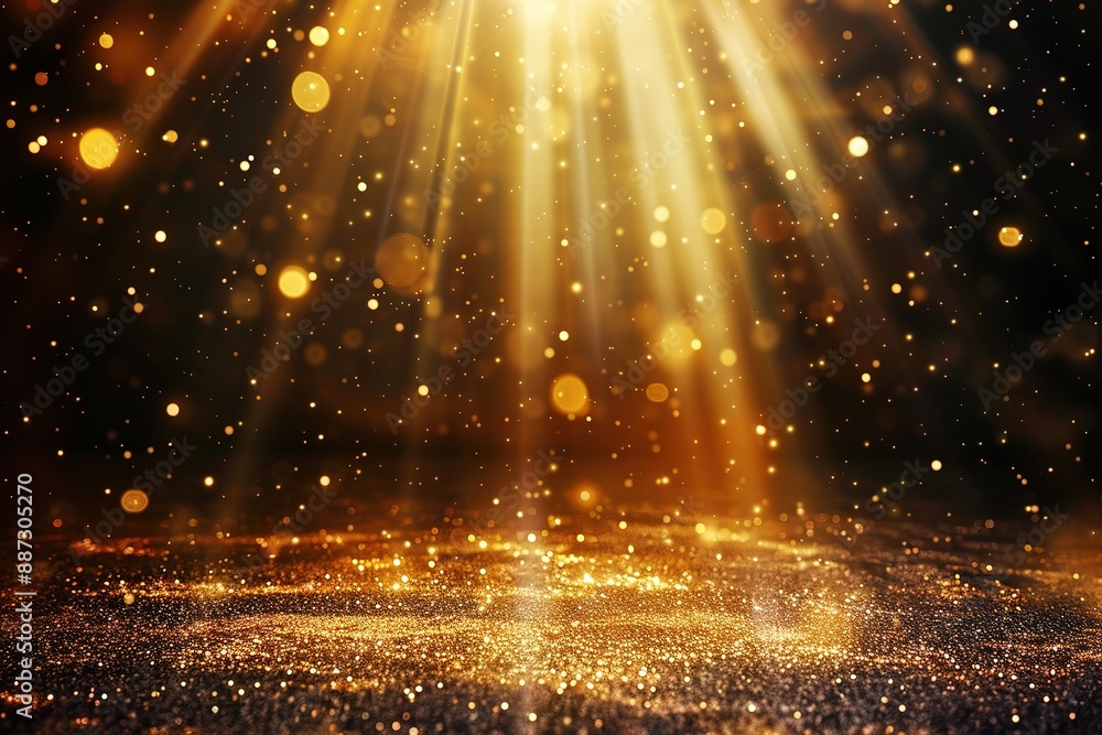 Poster a bright light shines on a dark background, creating a sparkling effect