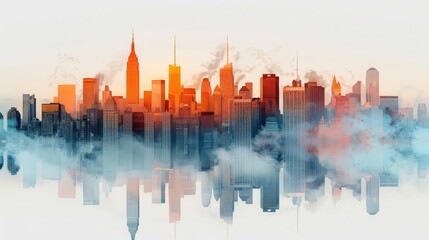 Obraz premium city skyline at sunset