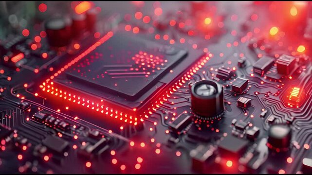 Closeup of a passive circuit component on a motherboard Futuristic CPU Visualization