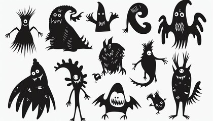 A set of 12 unique and original monster designs
