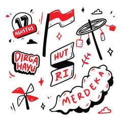 Indonesian Independence Day doodle. Joyful Indonesian Independence Day celebration with vibrant flags, parades, and cultural festivities