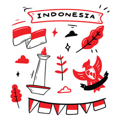Indonesian Independence Day doodle. Joyful Indonesian Independence Day celebration with vibrant flags, parades, and cultural festivities