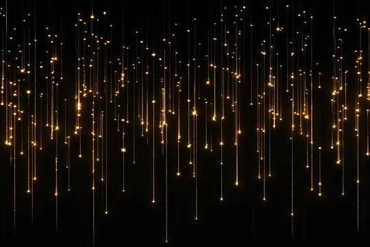 A black background with gold glittery strings