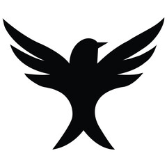 Obraz premium vector image, bird logo, design bird logo, animal art, fly bird, black and white bird design, icon silhouette vector, how to design logo silhouette, logo design illustrator, fly, 