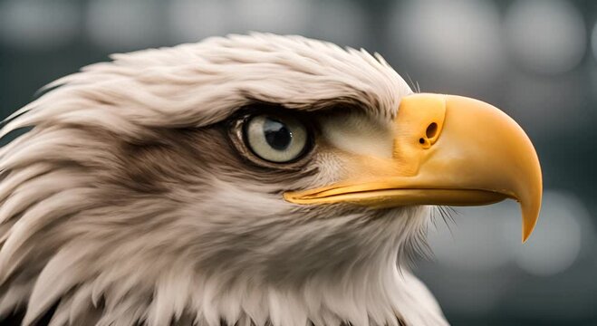 The fierce face of the eagle with the strong eyes