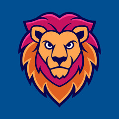 Obraz premium Lion head, logo real color, team sport vector art illustration