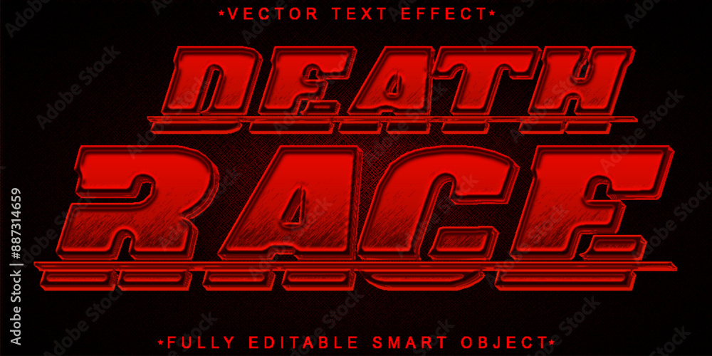 Poster darken death race vector fully editable smart object text effect