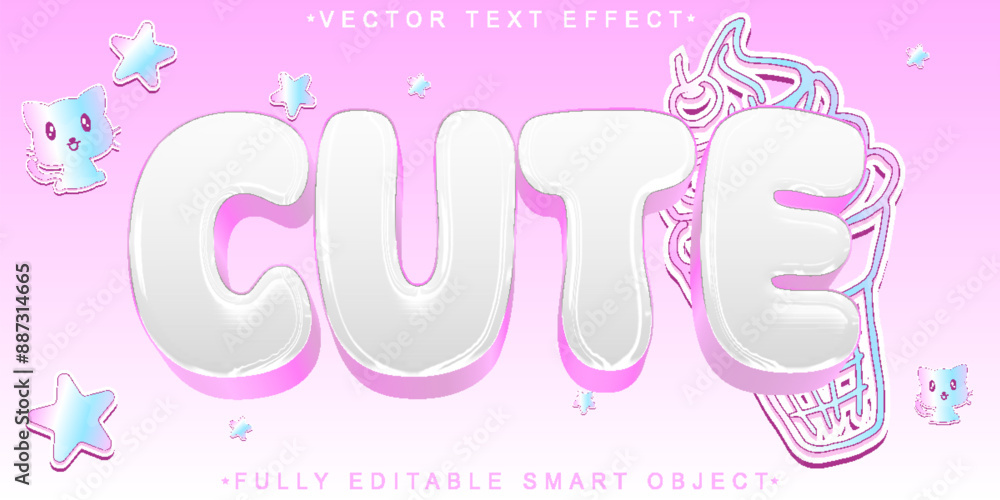 Poster Sweet Colorful Cute Vector Fully Editable Smart Object Text Effect