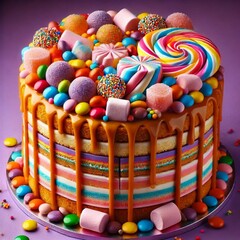 Colorful Candy Cake A Sweet Celebration.