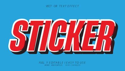 sticker 3d editable vector text effect. trendy style text effect