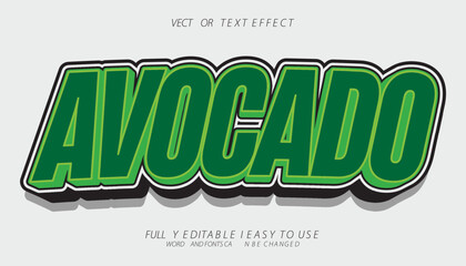 avocado 3d editable vector text effect. trendy style text effect