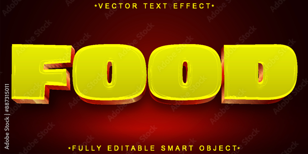 Poster red yellow cartoon fodd vector fully editable smart object text effect