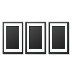 Two vector picture frames, black and white, isolated, simple design