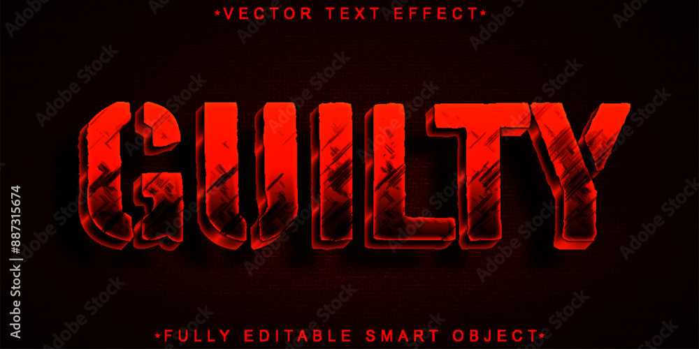 Poster guilty red killer vector fully editable smart object text effect