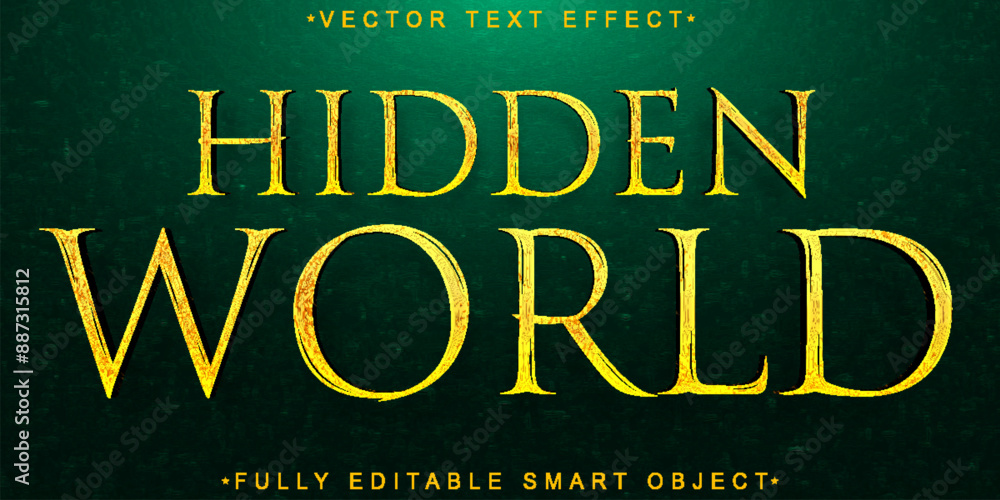 Poster cartoon hidden world vector fully editable smart object text effect