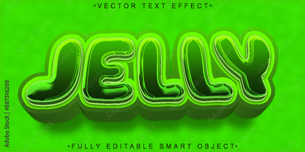 Poster shiny green sweet jelly vector fully editable smart object text effect