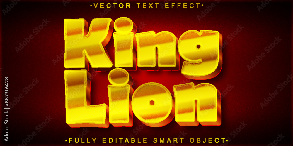 Poster cartoon lion vector fully editable smart object text effect