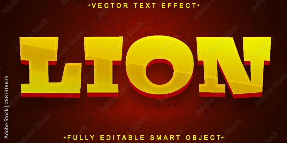 Poster cartoon lion vector fully editable smart object text effect