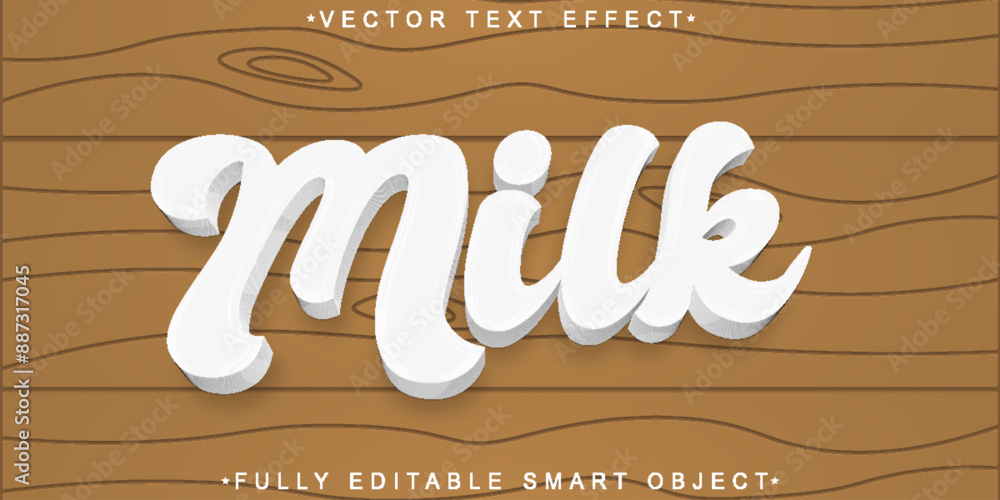 Poster white milk vector fully editable smart object text effect