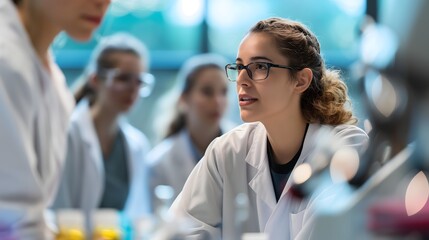 - A clinical research coordinator presenting trial results to a team, with detailed charts and findings