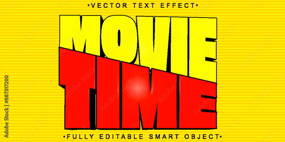 Poster red yellow movie vector fully editable smart object text effect