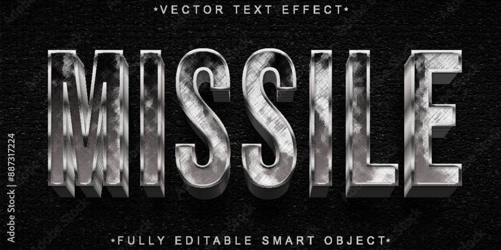 Poster missile vector fully editable smart object text effect