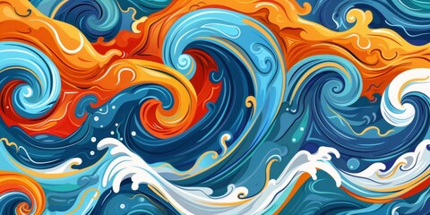 Abstract Blue and White Water Waves Texture: AI-Generated 4K Wallpaper for Computer and Mobile. Serene and Dynamic Ocean-Inspired Design with Copy Space.