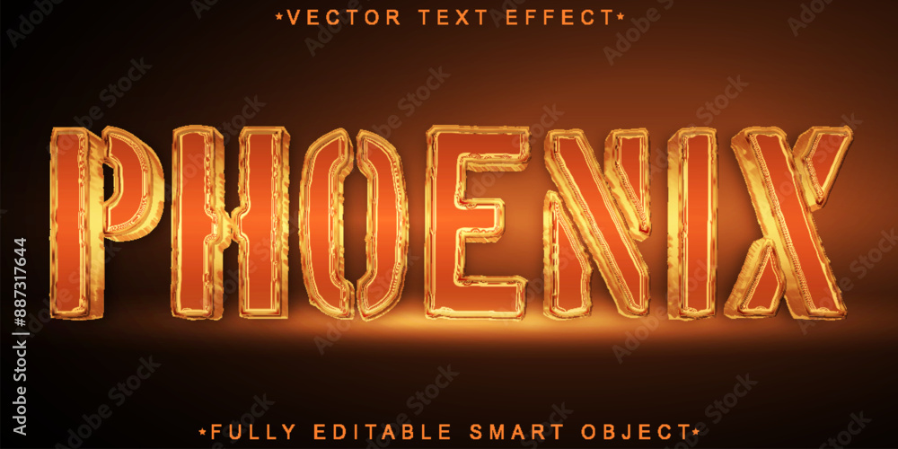 Poster phoenix fire bird vector fully editable smart object text effect