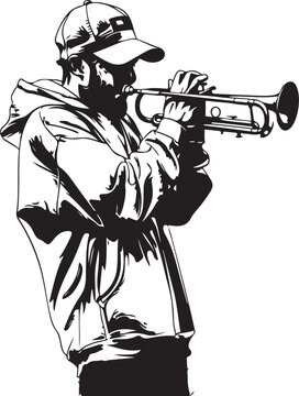 recommend clip art: illustration of a person playing the trumpet