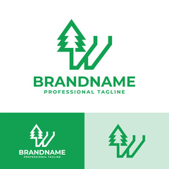 Letter W Tree Line Logo, Suitable for Environmental Organizations and Outdoor Brands