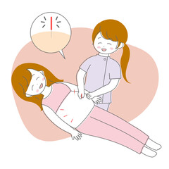 マタニティ鍼灸の施術を受ける妊婦のイラスト