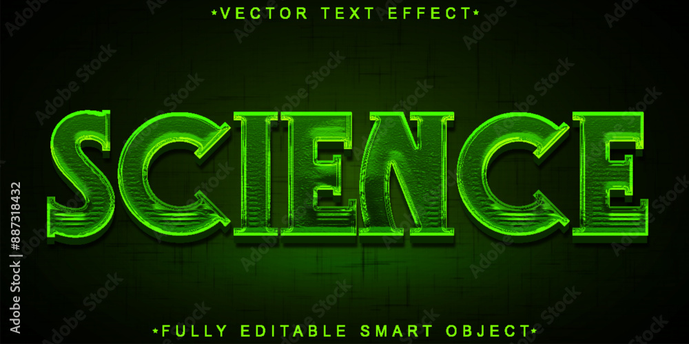 Poster shiny green science vector fully editable smart object text effect