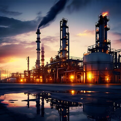 Obraz premium oil refinery at night