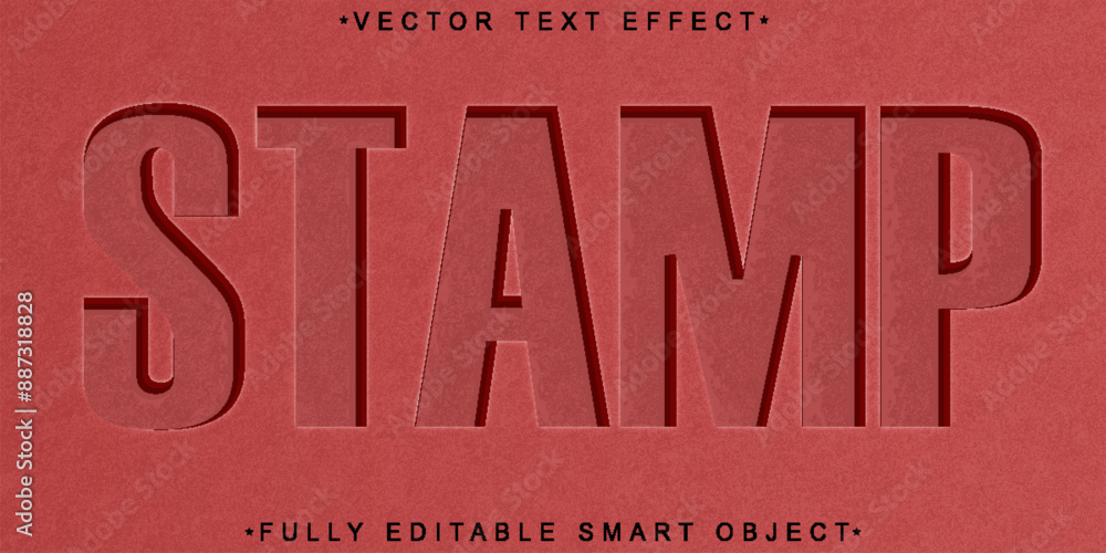 Poster stamp red vector fully editable smart object text effect