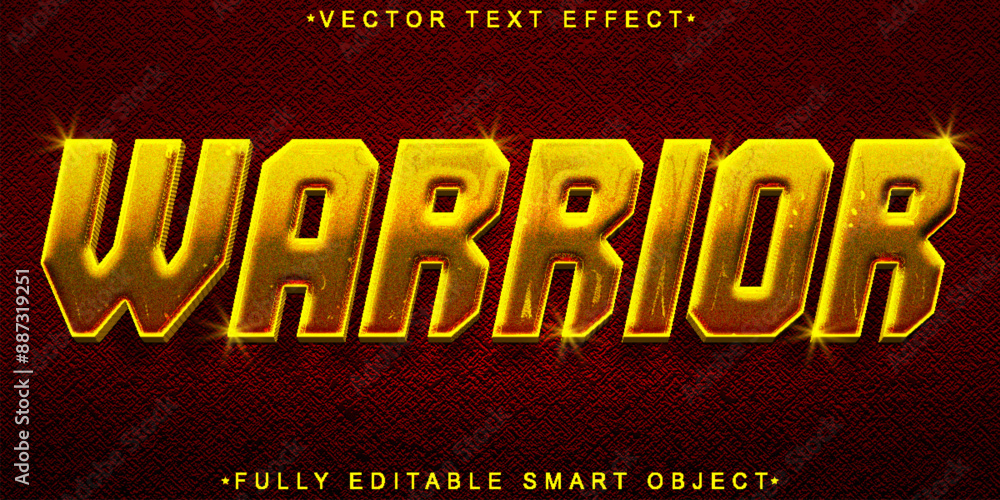 Poster brown warrior vector fully editable smart object text effect
