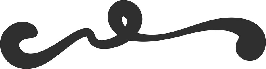 Squiggle curly line. Swoosh stroke and swirl hand drawn calligraphy swash. Decorative doodle black paint shape. Wavy flourish