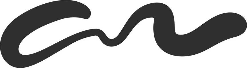 Squiggle curly line. Swoosh stroke and swirl hand drawn calligraphy swash. Decorative doodle black paint shape. Wavy flourish