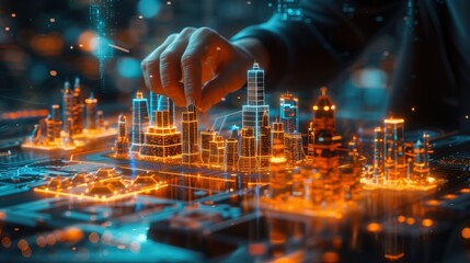 Fototapeta premium Cyberpunk Cityscape Architects Touch