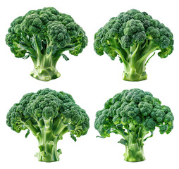 Broccoli set of fresh vegetable Isolated On Transparent Background.