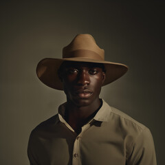 Stylish black man model in minimalist fashion photoshoot