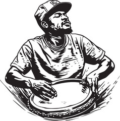 illustration of a man playing a tambourine